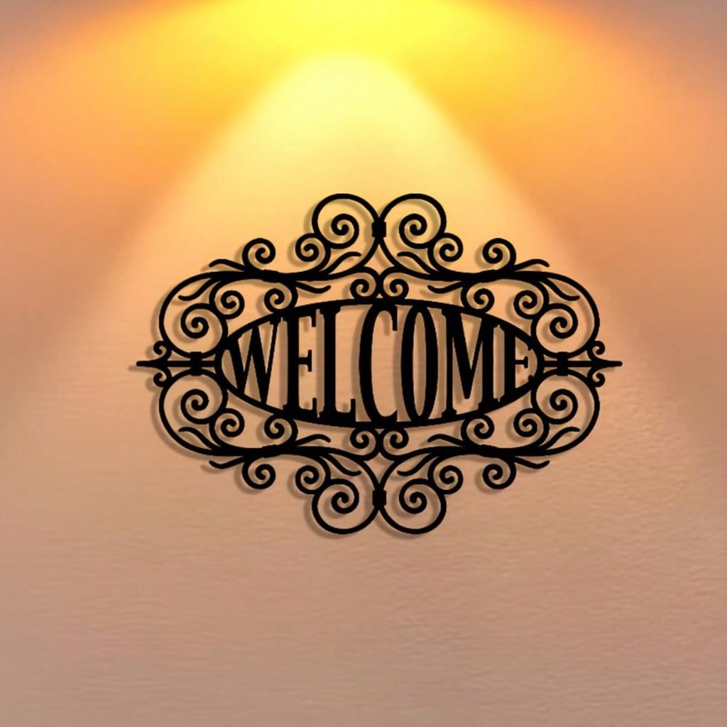 Metal Wall Plaque Welcome Sign Home Business Gift Housewarming Holiday Decor