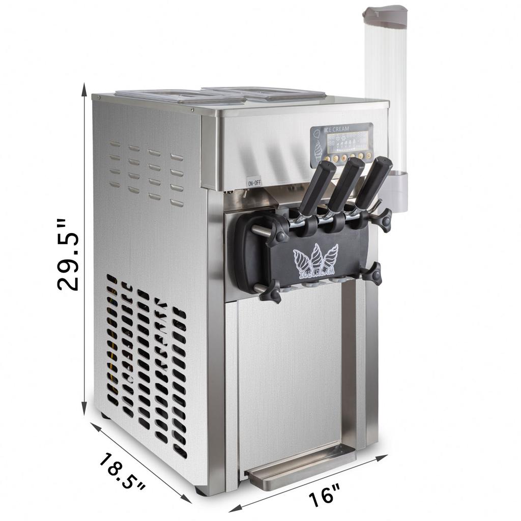 Mini Economical Commercial Table-Top Soft Ice Cream Machine 3 Flavors Small Ice Cream Maker