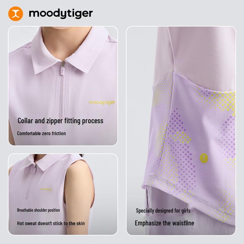 Moody Tiger Girls' Sleeveless Tennis Polo Top