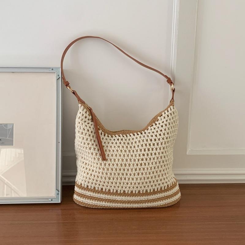 Open-weave Woven Bag - Large Capacity for Commuting, Beach and Vacation, Single Shoulder Tote Bag