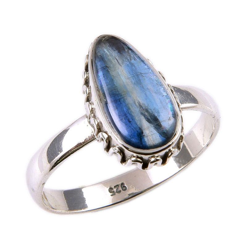 Natural Kyanite Gemstone Handmade 925 Solid Sterling Silver Gift Ring S.10 b3d44