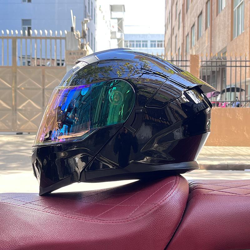 Motorcycle Helmet Uncovered Helmet Men's and Women's Full Helmet Bluetooth Personalized Four Seasons Locomotive Big Tail