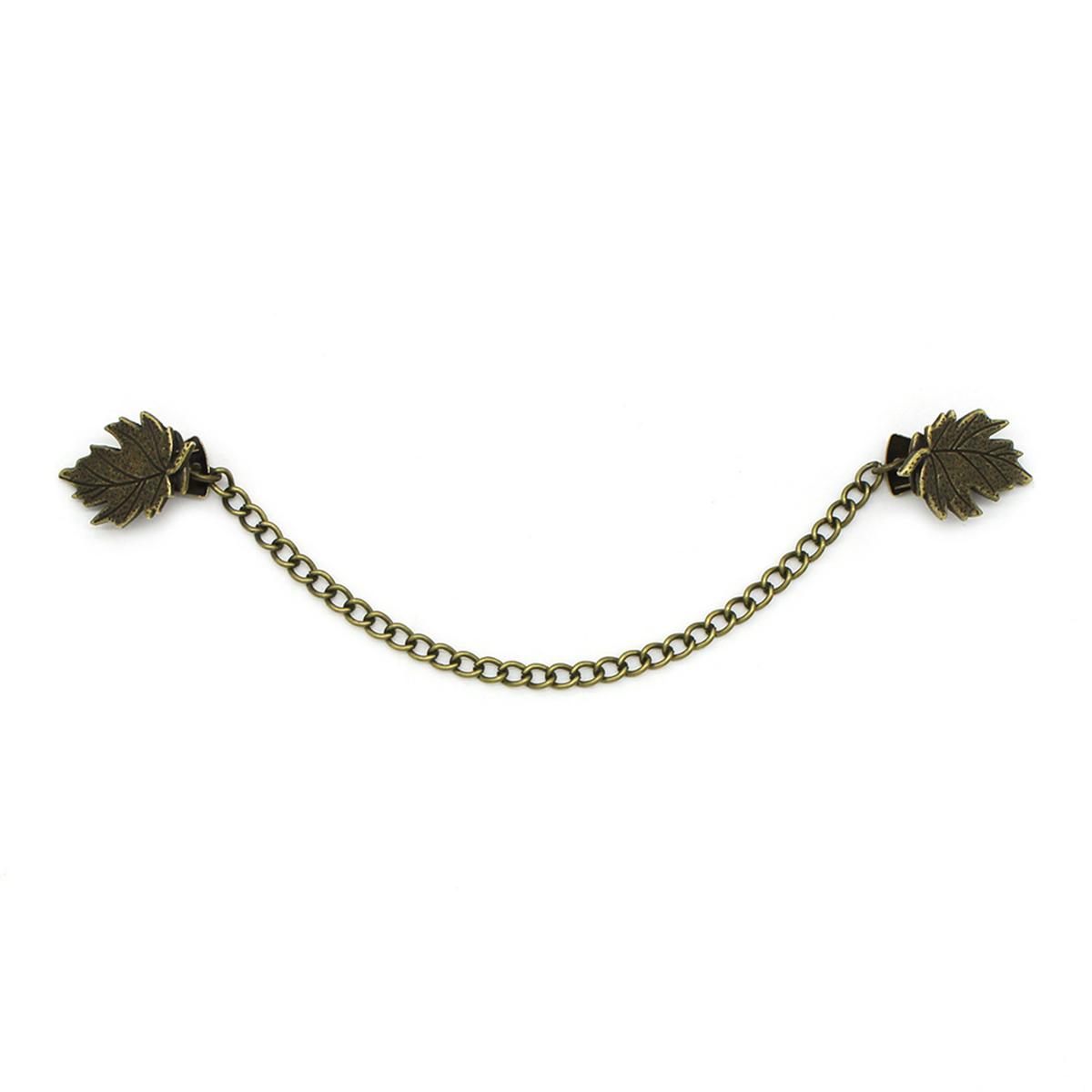 1pc Vintage Sweater Clips - Elegant Anti-Leakage Cardigan Clasps, Retro Scarf Brooch Pins Cardigan Clip with Chains As picture