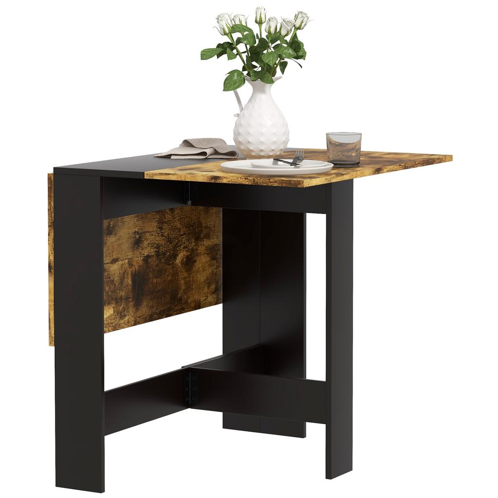 Tavolo da Pranzo Pieghevole Tavolo da Cucina con Ali Abbattibili per Piccoli Spazi 103x76x73,5 cm Nero e Marrone Rustico