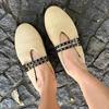 Mode Fischer-Schuhe Weben Schnalle Flache Schuhe Retro Espadrilles Gladiatorenschuhe Atmungsaktive Mary Jane Causal Damen Slipper