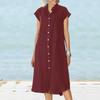 Women's Fashion Summer Spring Solid Color Print O-Neck High Waist Casual Dresses