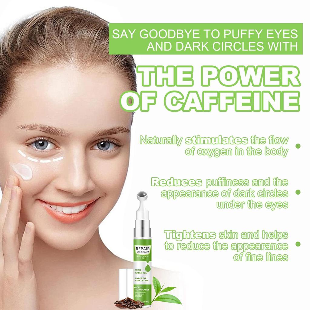 Green Tea Repair Eye Cream-Tightens Skin, Reduce Fine Lines & Dark Circles Under Eyes-Suitable For All Skin Types, 15ml