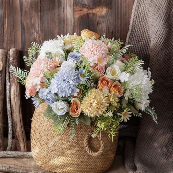 Simulation Flower Practical Anti-fading Vivid Color Artificial Flower DIY Peony Fake Artificial Rose Bouquet Wedding Accessories