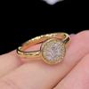 Wosikate Luxury Round Bubble Zirconia Ring For Women Vintage Gold-Plated Fashion Jewelry Hand Accessories Engagement Finger Ring