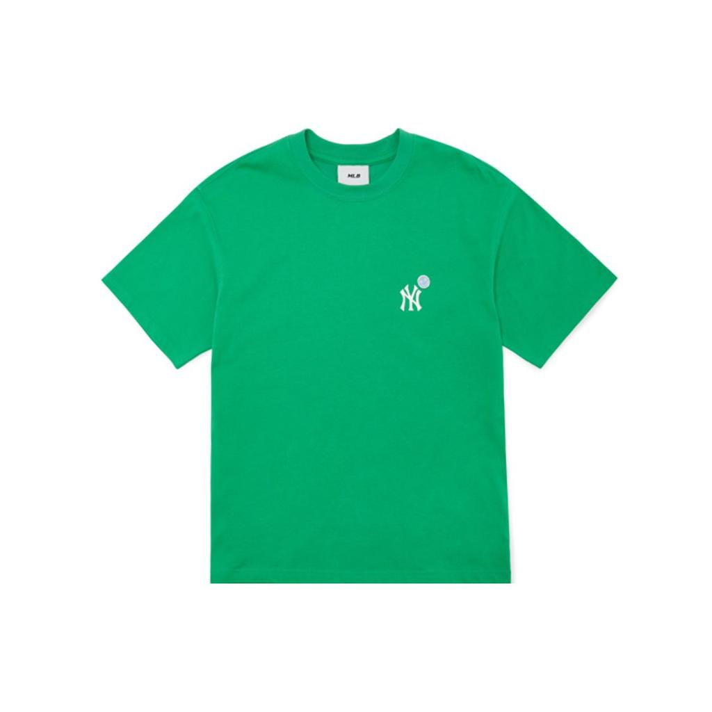 MLB Smiley Face Logo Print Loose Fit Round Neck Short Sleeve T-Shirt Unisex T-shirts Green 3ATSL6023-50GNL