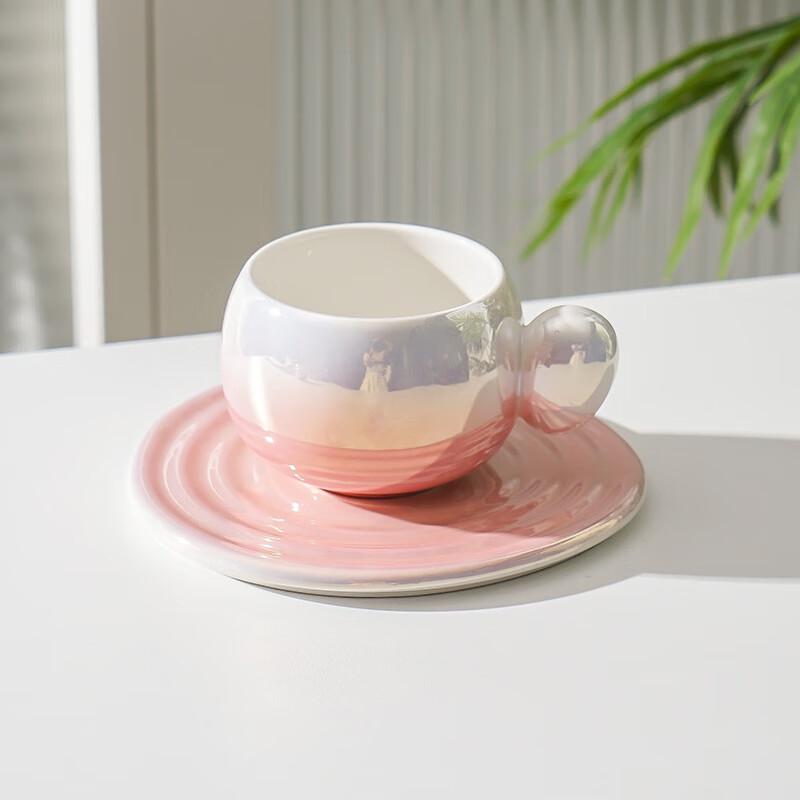 Gradient Ceramic Coffee Cup and Saucer Set