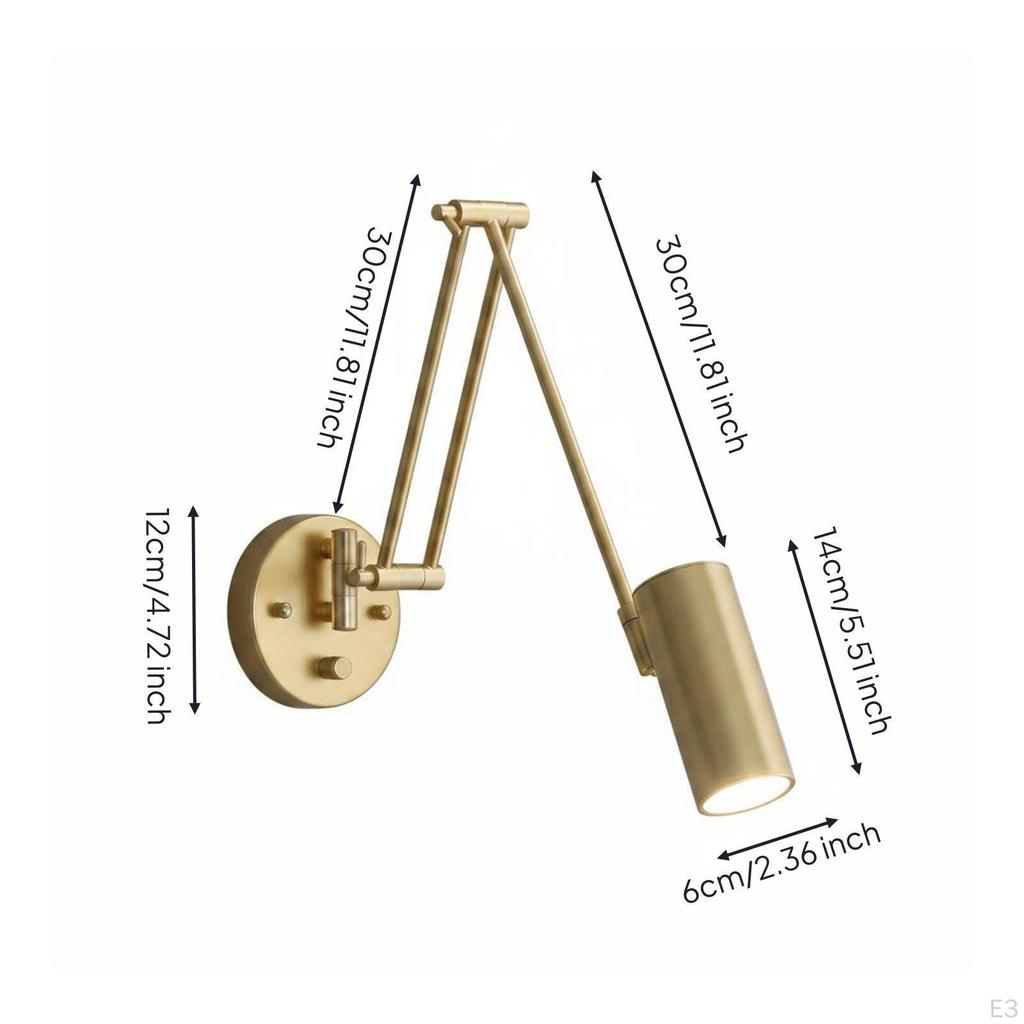 Adjustable Swing Arm Lamp Foldable Wall Light Retro Reading for Readers,