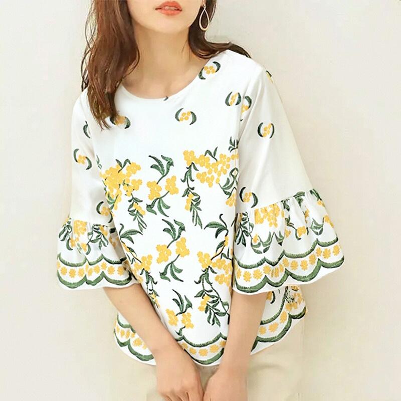 ZANZEA Women Casual Round Neck 3/4 Sleeve Floral Loose Blouse