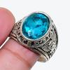Bague Bijou en Argent Sterling 925 avec Pierre Précieuse Topaze Bleue Suisse Naturelle Taille 7 AR-18305