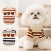 Dogs Striped Sweater Cute Bear Pattern Knitted Pullover Stretchy Warm Winter Puppy Clothes for Small Dogs Cats French Bulldog Chihuahua