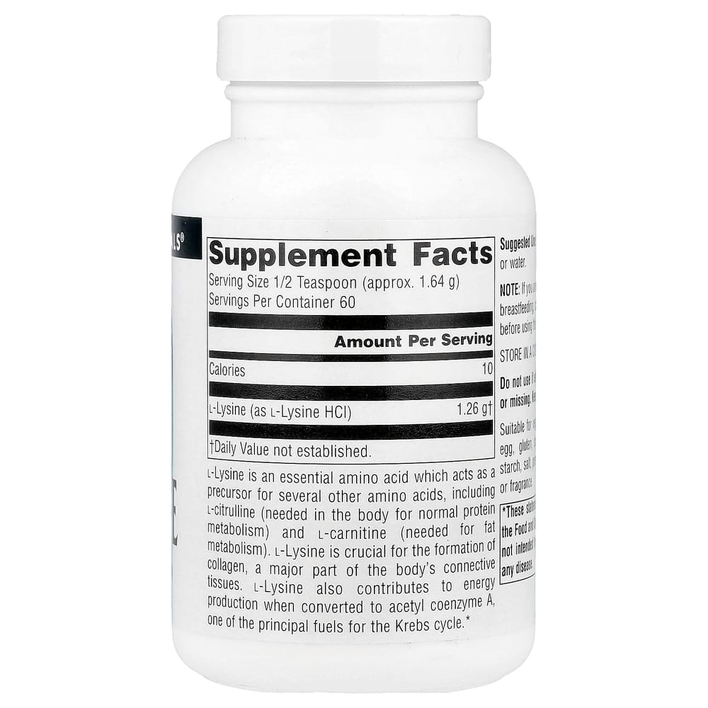 Source Naturals L-Lysine Powder 100g (3.53 oz)