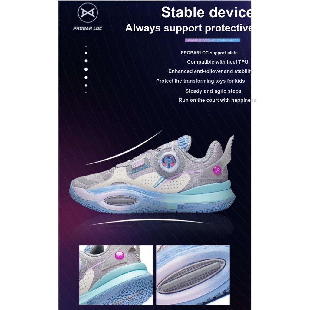 Li Ning All City 10 V1 Anti-Slip Shock Absorbing Durable Rebound Low-Top Basketball Shoes Kids Basketball Shoes Gray White YKBS060-11