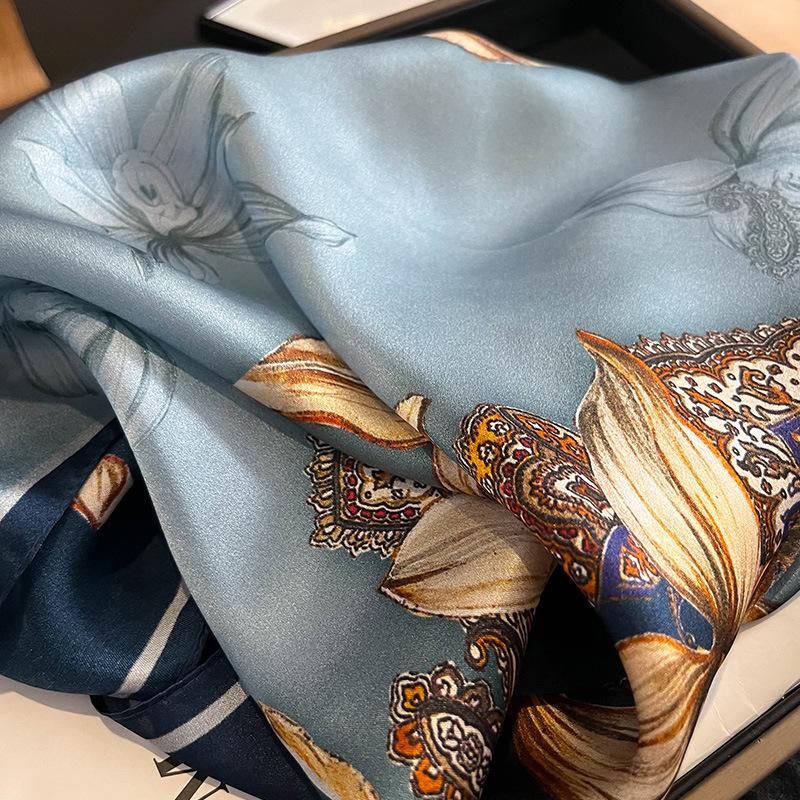 100% Natural Real Silk Scarf Women Neck Female Poncho Headband New Bandana Square Scarves Spring Fashion Luxury Hijab Foulard