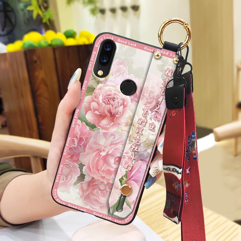 Shockproof Wrist Strap Phone Case For UMIDIGI Power Elderly Lady Protective Soft Case Kickstand Chinese Style Lanyard