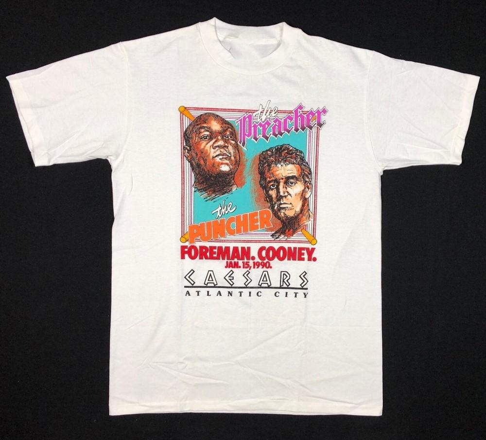George Foreman Vs Gerry Cooney Heavy Cotton White T Shirt For Men UR002 Unisex T-Shirt S