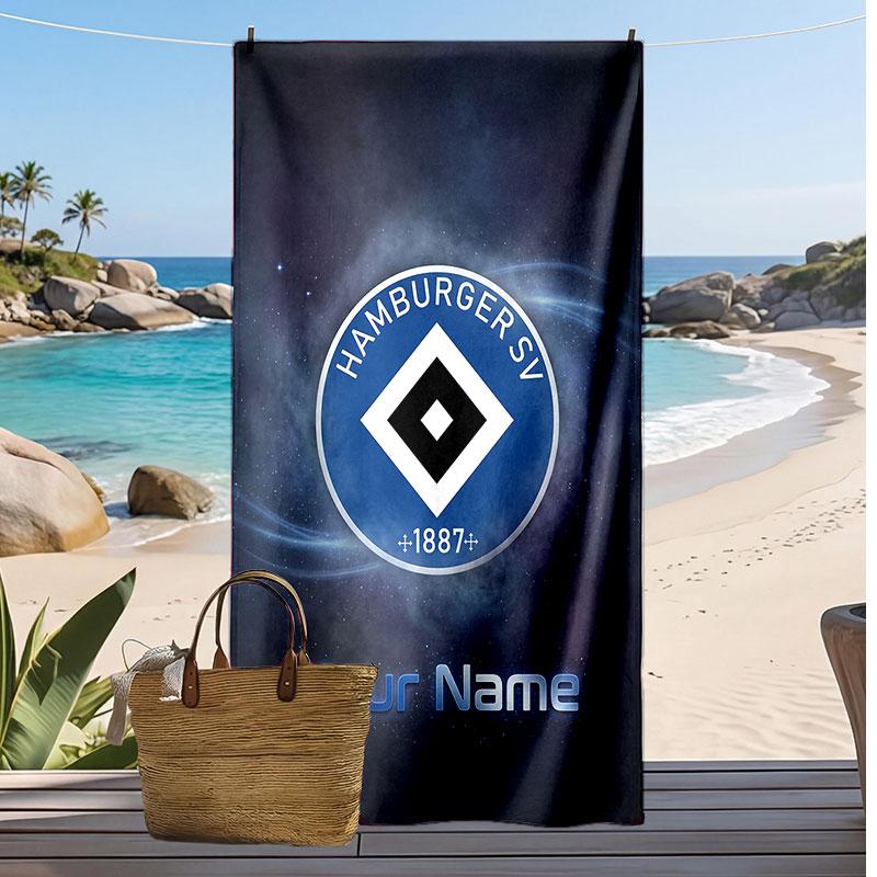 Hamburger SV Personalisiertes Bedrucktes Strandtuch Fußballlogo Unterstützung Benutzerdefinierter Name Text Saugfähiges Handtuch Für Sport Reisen Besonderes Geschenk 70cmx140cm(27x55inch) blue