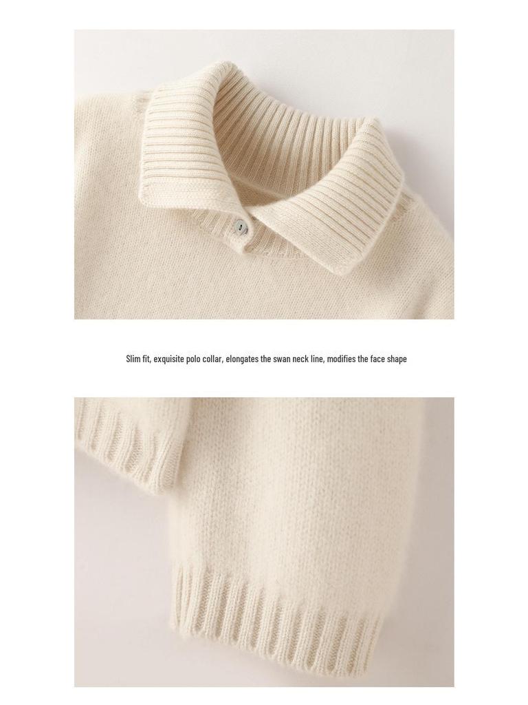 Women's High-Neck Knitted Pullover Wool Sweater - Long-Sleeved, Warm Autumn/Winter Top