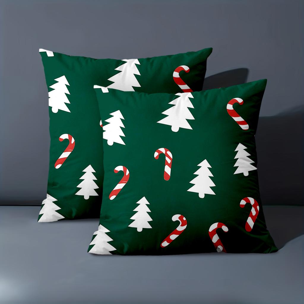 1 Pieces Christmas Green Pillows With Tree Candy Cane Polyester pillowcase, sofa decorative cushion cov Headboard Pillow
