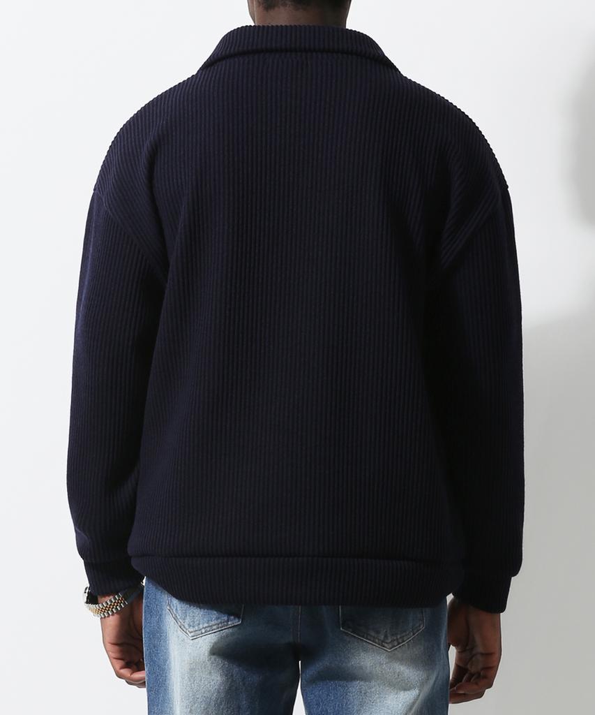 Seuteulaikeu Volume Rib Half Zipper Pullover (Navy)