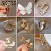 SKEDS Delicate Crystal Pearl Lily Flolwer Brooch Pin For Women Girls Exquisite Fashion Elegant Rhinestone Creative Badges