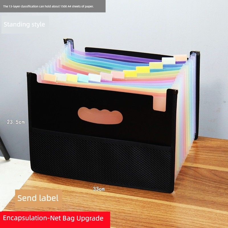 A4 Folder Large Capacity Desktop Storage File Handbag Multi-Layer Classification Materials Expanding File Multi-Functional Office Supplies