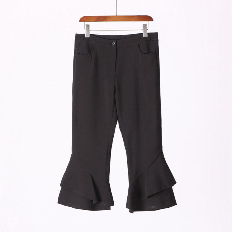 

[Ya] Fashion Classy Brand Medium Lady s Suit Spring Slightly Flared Lace Silm Pants Casual Pants 0g093 Black L/165 (large)