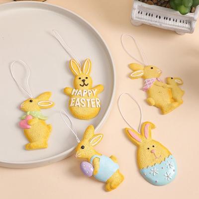 New Resin Rabbit Hanging Pedant Yellow Rabbit Hanging Figurine Easter Bunny Ornament Easter Decoration