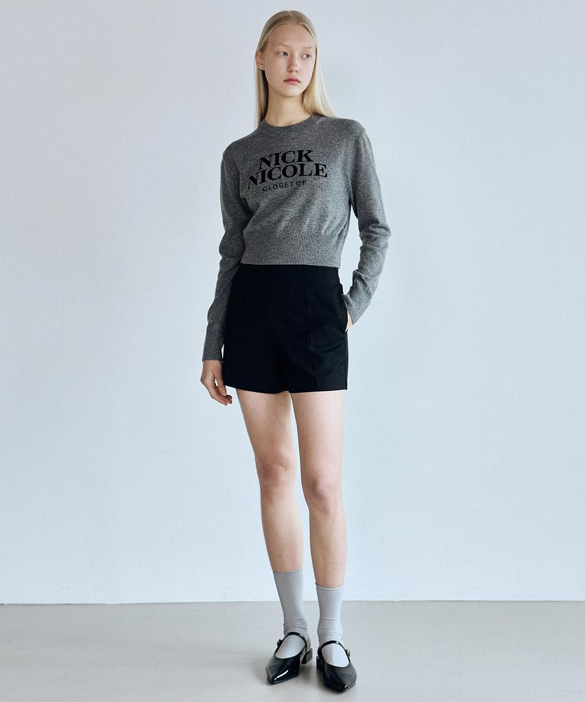 Nigaennikol Cashmere Nicole Logo Crop Jacquard Knit_Gray