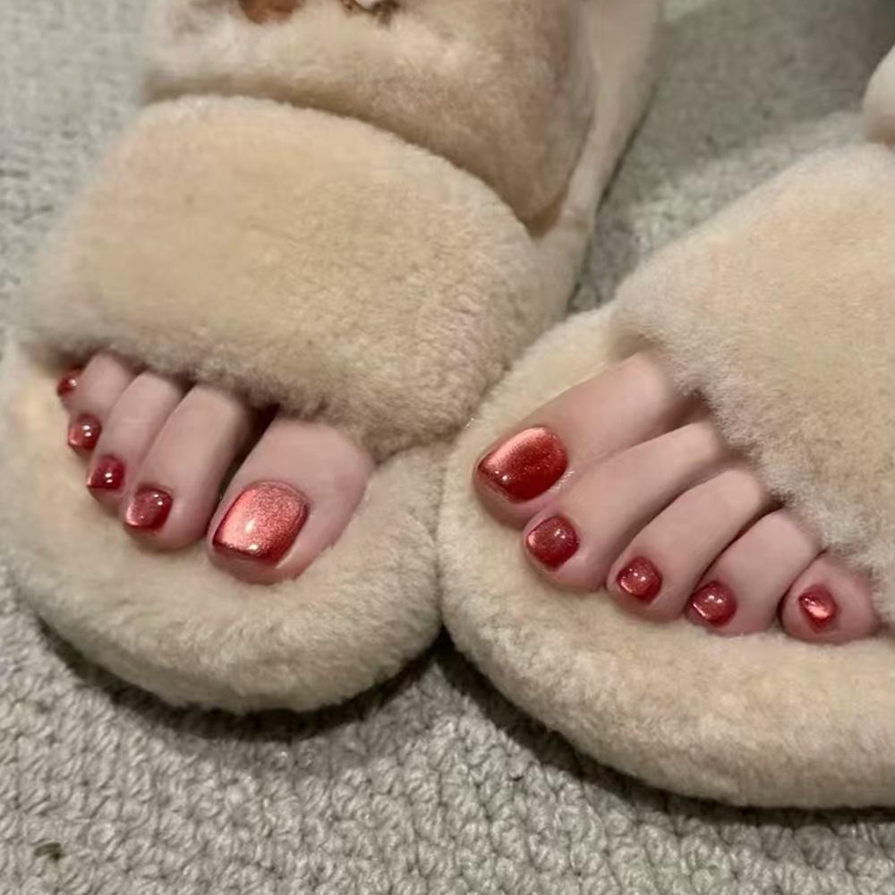 24pcs Glitter Crystal False Toenails Full Cover Wearable Rhinestone Fake Toe Nail Patch for Feet nails Supplies professionals