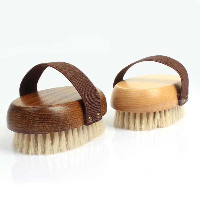 Bath Brush Pig Hair Bath Towel, Bath Brush Wooden Bath Massage Brush Wet and Dry Bath Brush