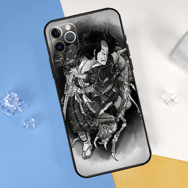 Japanese Style Samurai Art Phone Case For iPhone 16 Pro Max 12 13 Mini 11 14 15 Pro Max XR 16 15 Plus 16e Cover Shell