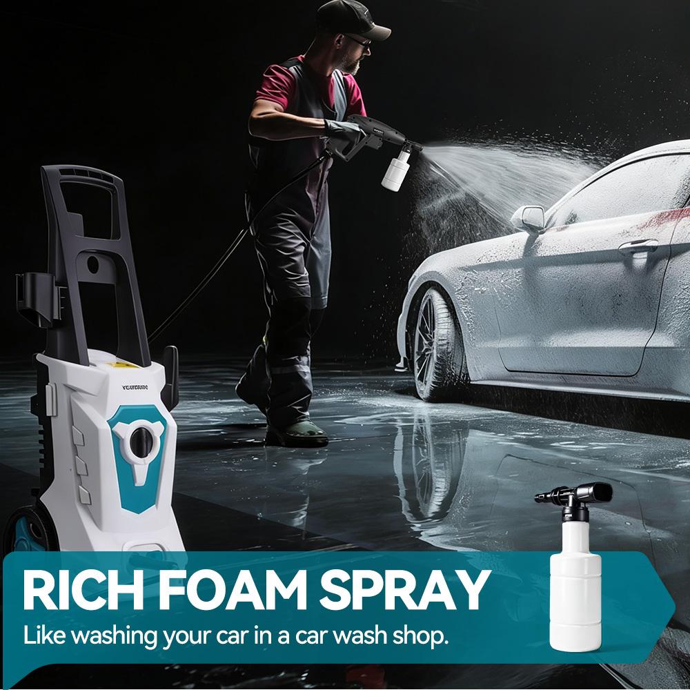 Yofidra Pistola Idropulitrice Elettrica ad Alta Pressione 250Bar 2500W Pulitore per Giardino e Industria Pistola a Spruzzo Lavatrice Acqua Ugello Regolabile 180°