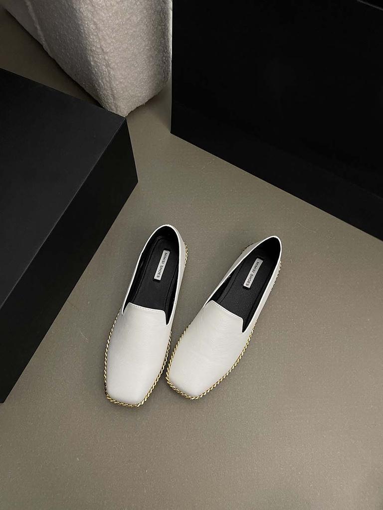 fashion Round Toe Women Loafers Solid Color Dress Shoes Flat Low Heeled 2024 New Arrivals Fashion Dress Shoes Woman Size 35-39 Metal