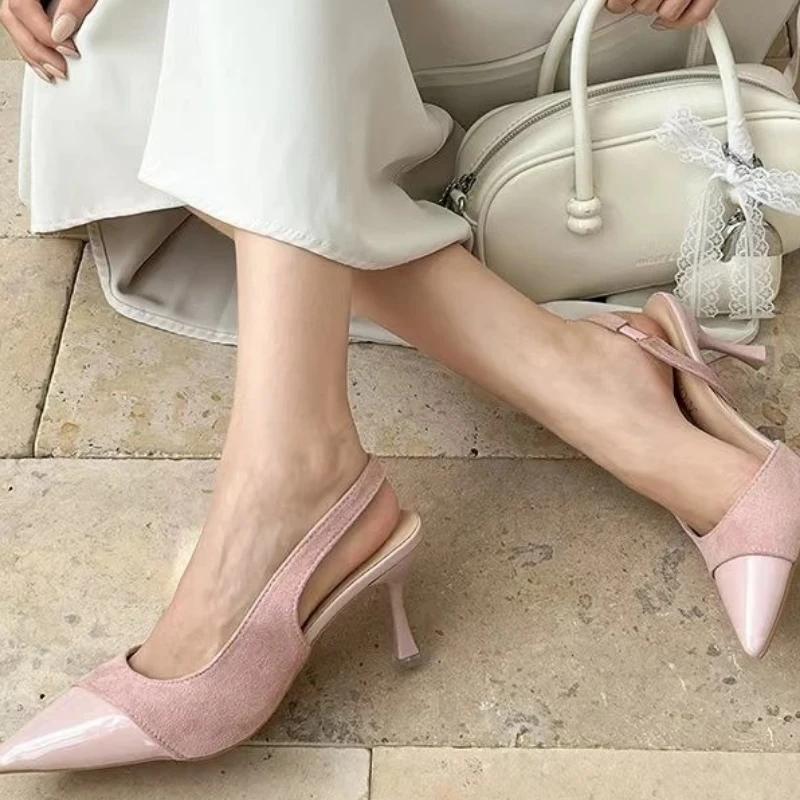 Women's Shoes 2025 Summer New Buckle Strap Pointed Toe Stiletto Women's Sandals Elegant Solid Dress Sandals Women