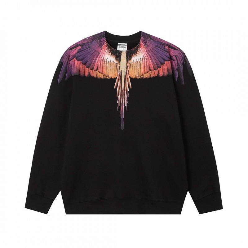 Unisex Hooded Sweatshirt With Animal Wing Print Loose Fit Cotton Pullover Fall Daily Wear
