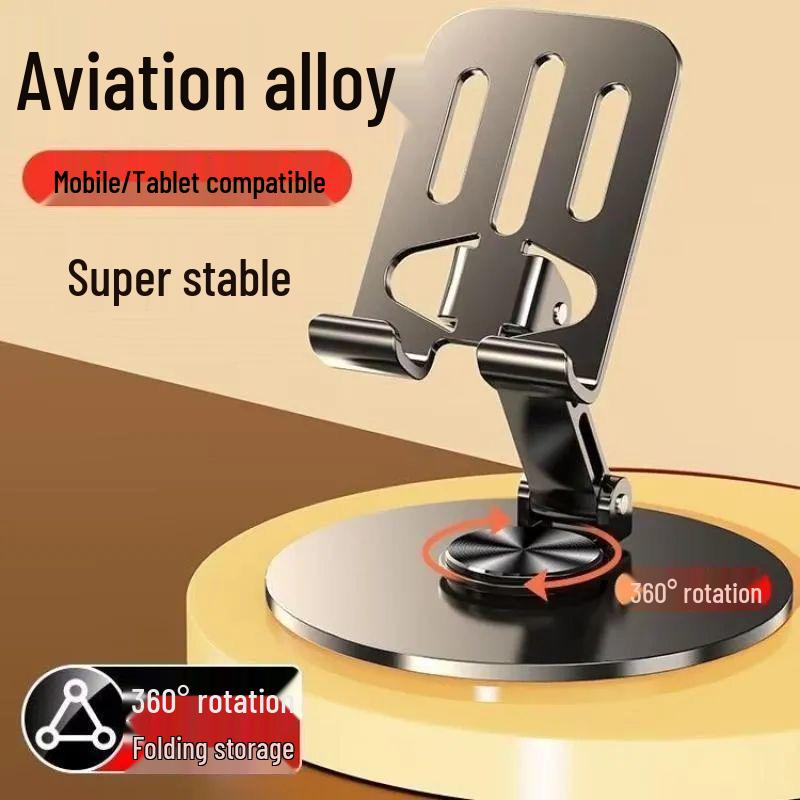 360° Rotating All-Metal Phone & Tablet Stand: Foldable, High-End, Universal for Desktop/Streaming