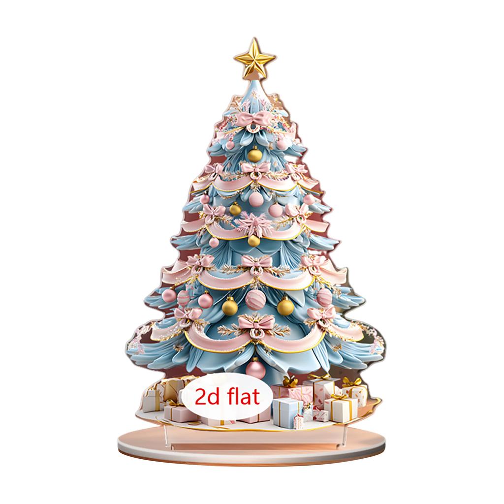 2D Flat Acrylic Christmas Color Gift Christmas Tree Home Living Room Holiday Desktop Decoration Assembly Props