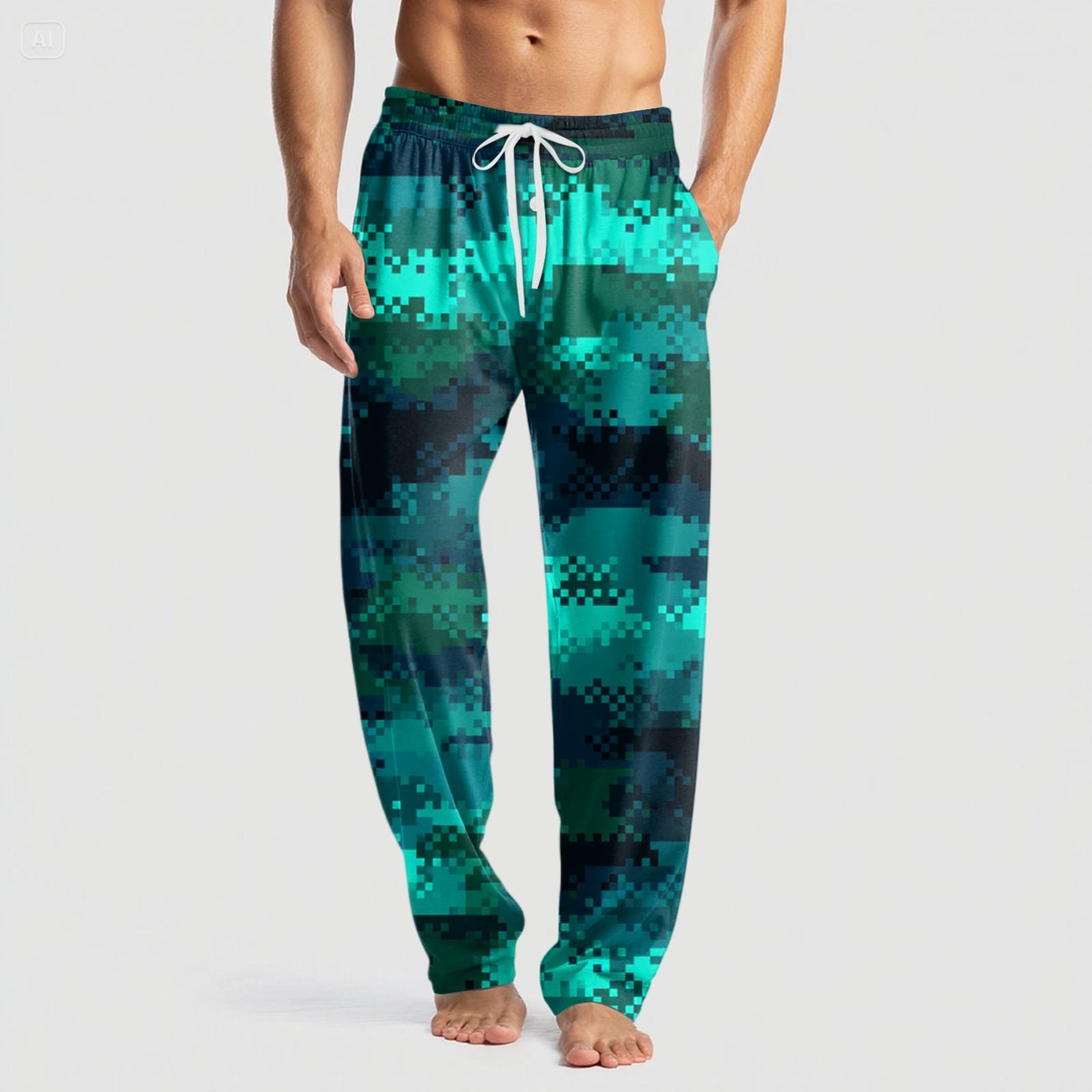 

Мужские вязаные повседневные брюки с карманом и принтом на Хэллоуин, пижамные брюки L синий