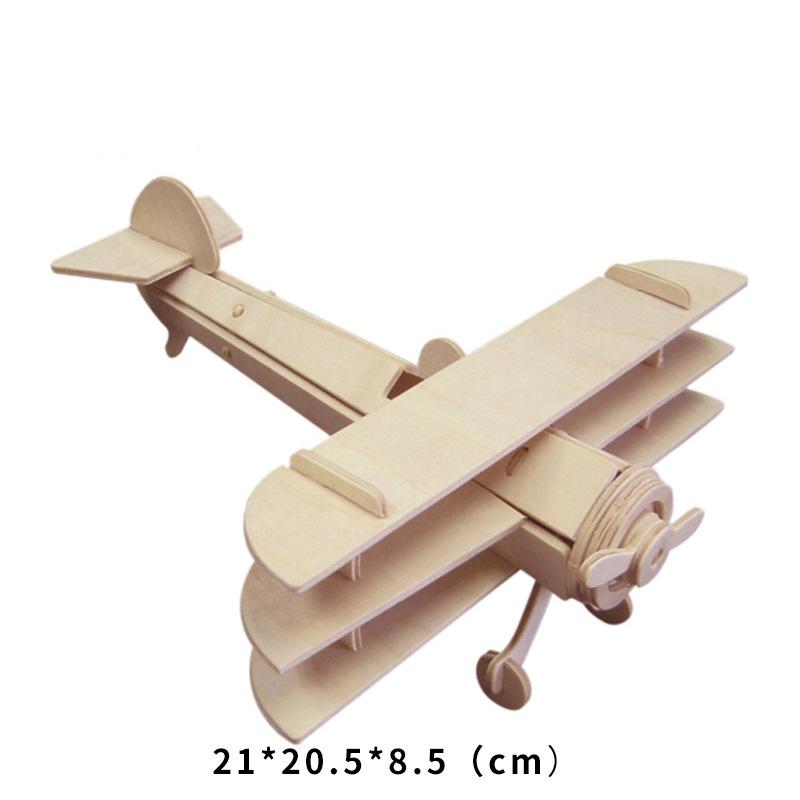 Wooden DIY Jigsaw Puzzle Handmade Assemble Painting Airplane Plane Model Toys for Kids Handicraft Flying Assemble (Wood Color)