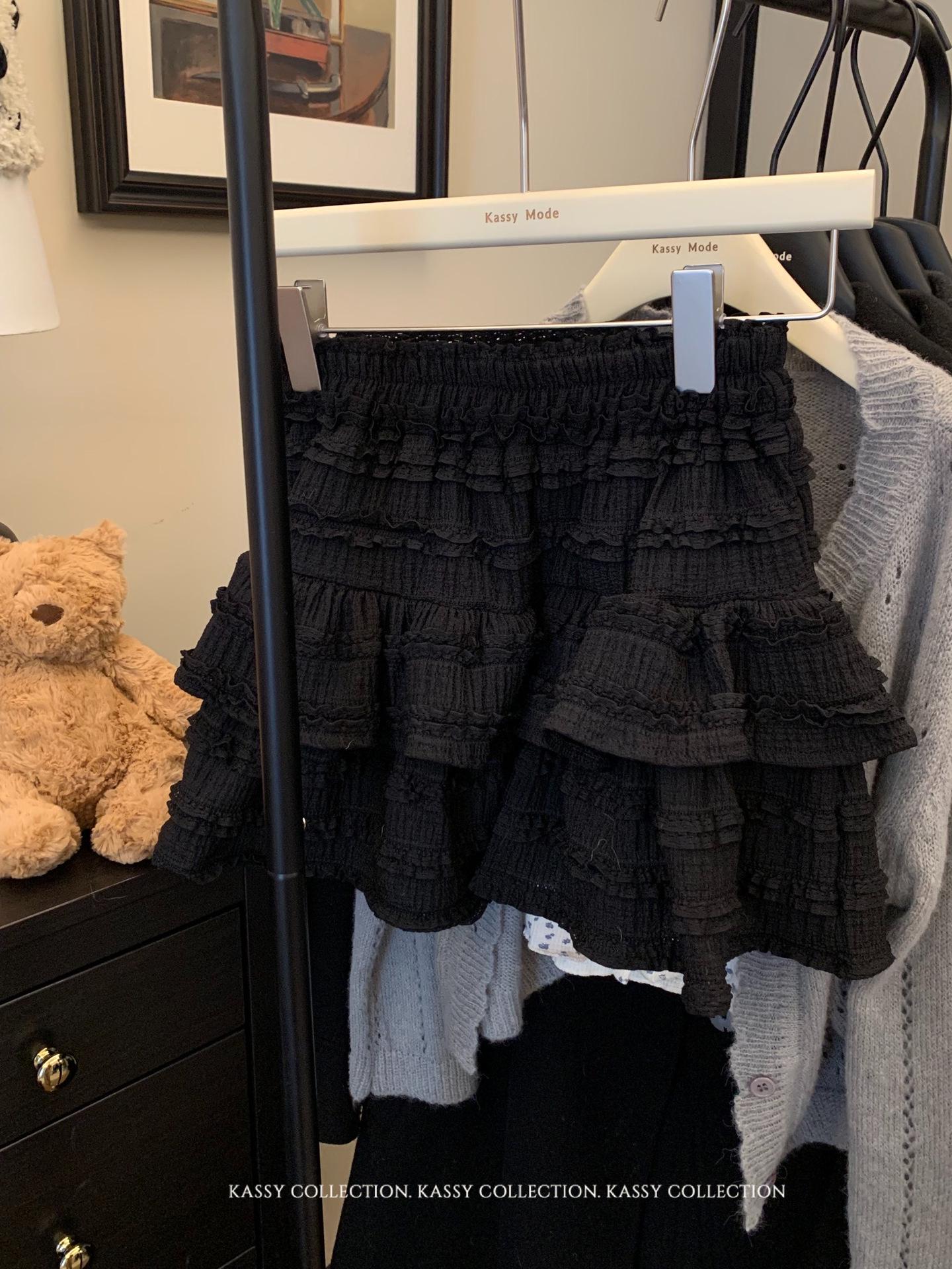 

Французская юбка А-силуэта черного цвета в балетном стиле с высокой талией для женщин – летний милый стиль Medium чёрный