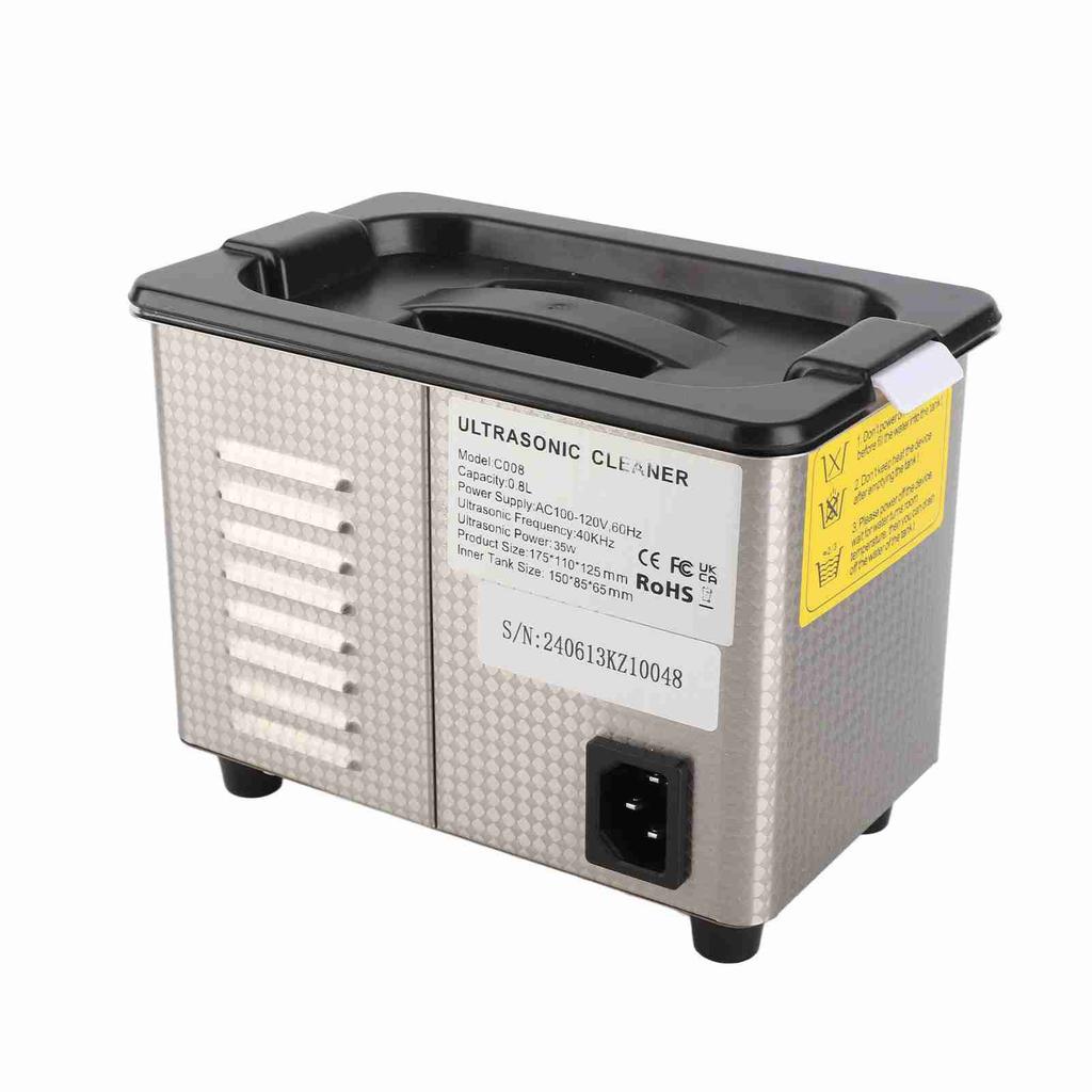 Limpador ultrassônico portátil de alta capacidade e baixo ruído de 40 KHz e 800 ml para joias de vidro