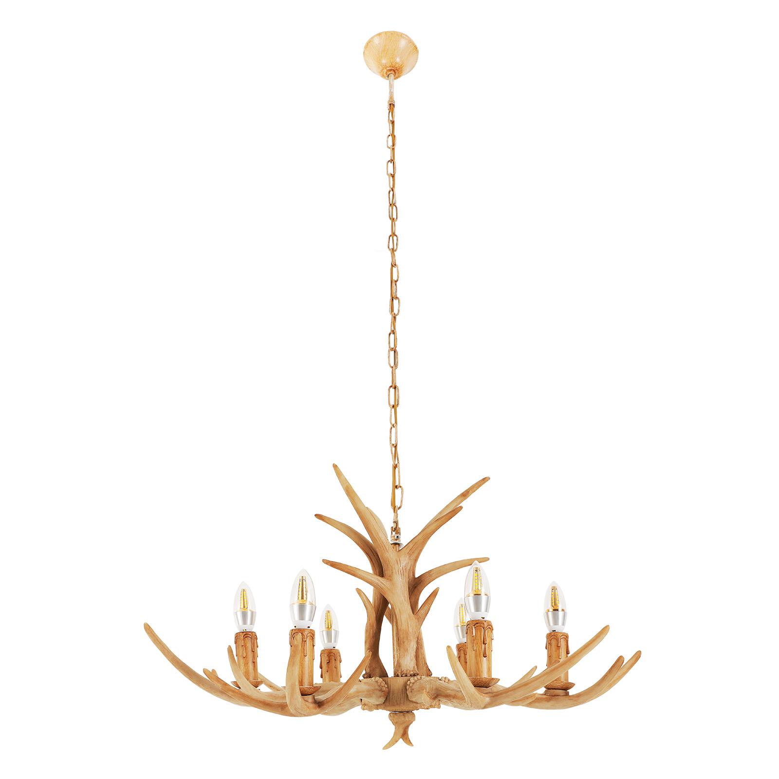 

Люстра из рогов, 6-рожковая, в деревенском стиле, потолочный светильник из смолы для спальни, гостиной в фермерском доме коричневый