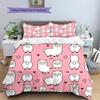 Pink Cartoon Art Pattern Bedding,Quilt Set Quilt Cover Pillowcase Home Birthday Gift (1 * Duvet Cover + 2 * Pillowcase, Without Core)