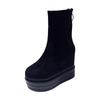 558-20 Slope Heel Super High Heel Short Boots 13CM Waterproof Platform Muffin Thick-soled Elastic Medium Tube Boots Inner Height Increase Women's Sho