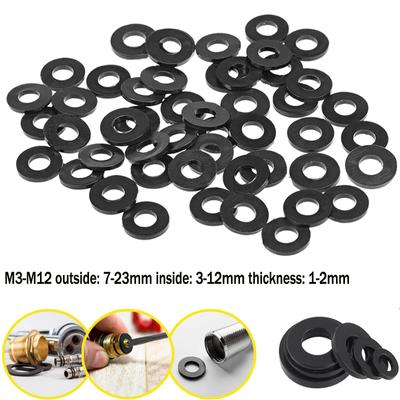 25/50/100 Uds M3 M4 M5 M6 M8 M10 M12 anillos de sellado de aislamiento negro junta de arandela plana de goma para perno de tornillo